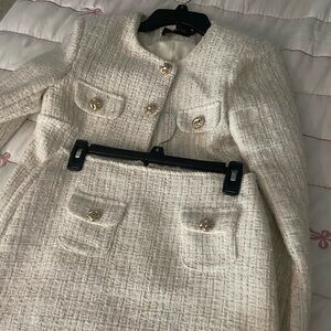 Tweed Skirt Set With Blazer